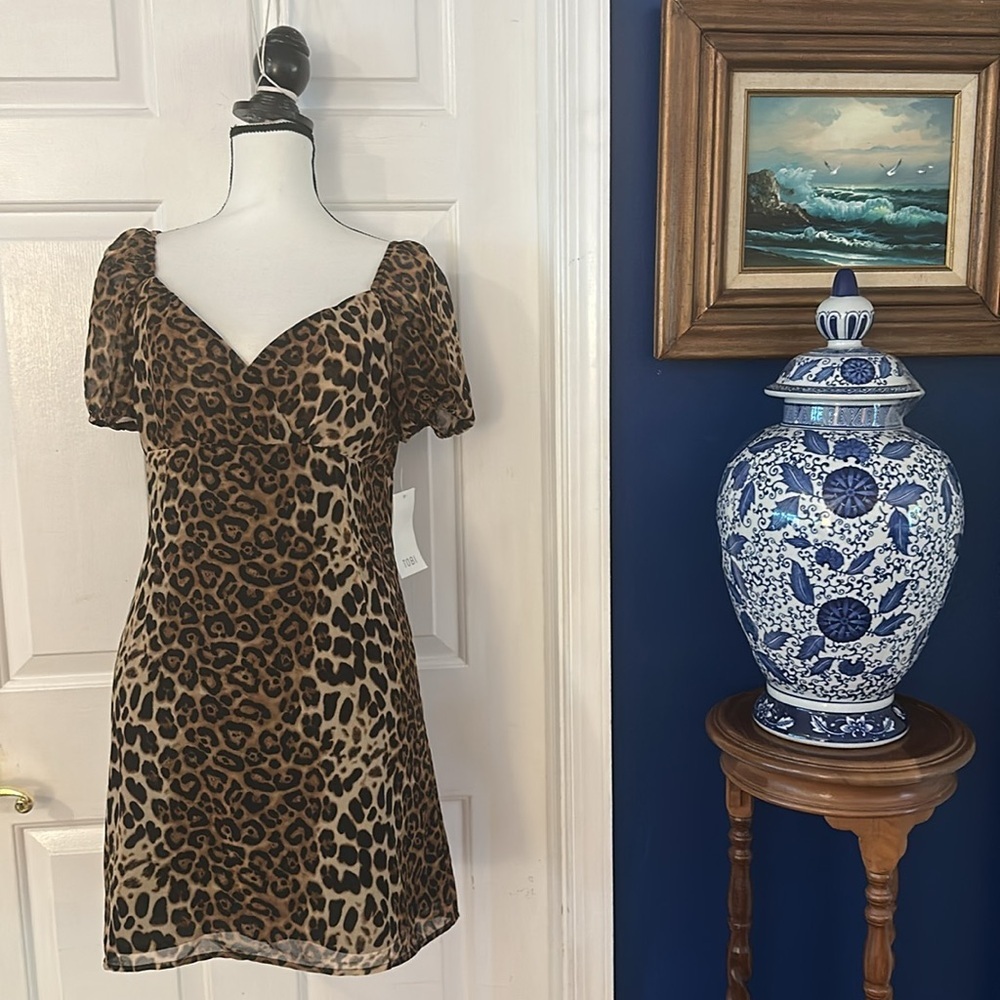 NWT Women’s Tobi Leopard Animal Print Polyester Mini Dress Size XL